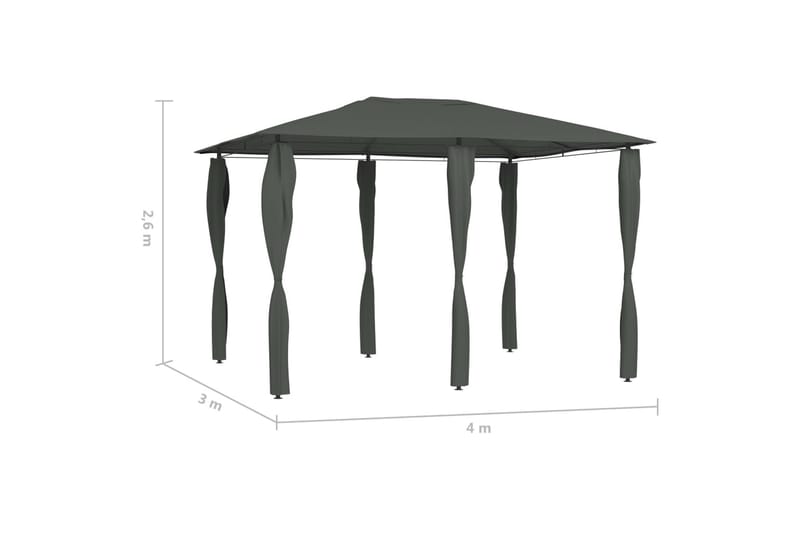 Paviljong med sidevegger 3x4x2,6 m antrasitt 160 g/m² - Antrasittgrå - Hagemøbler - Solbeskyttelse - Paviljonger - Komplett paviljong