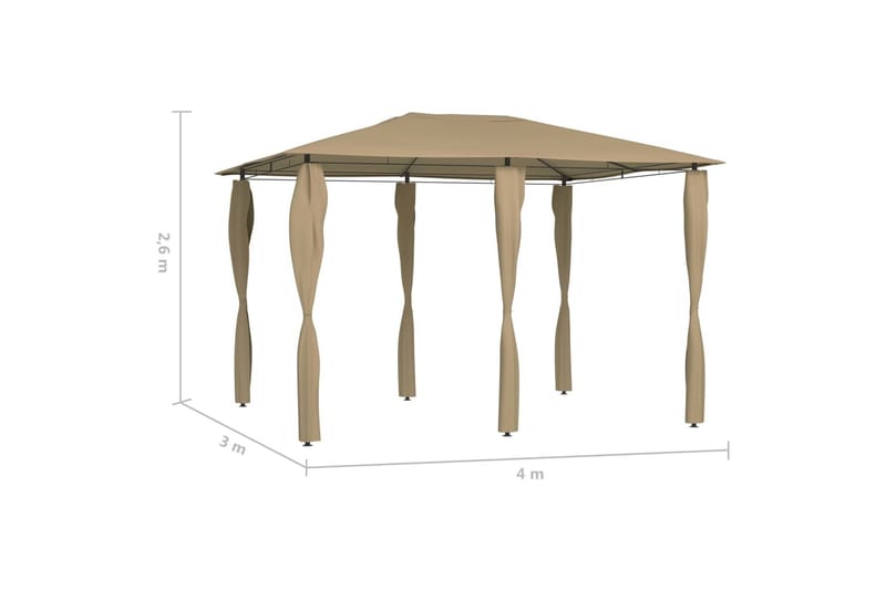 Paviljong med sidevegger 3x4x2,6 m gråbrun 160 g/m² - Taupe - Hagemøbler - Solbeskyttelse - Paviljonger - Komplett paviljong