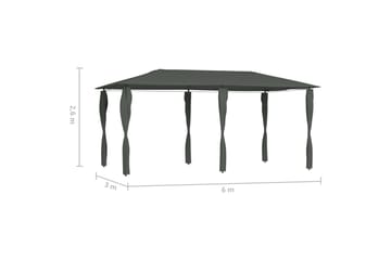 Paviljong med sidevegger 3x6x2,6 m antrasitt 160 g/m² - Antrasittgrå - Hagemøbler - Solbeskyttelse - Paviljonger - Komplett paviljong