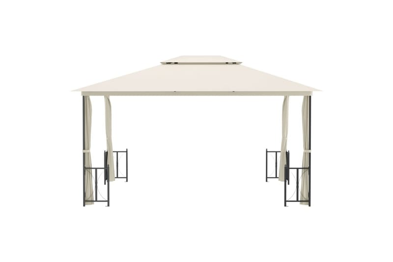 Paviljong med sidevegger og dobbelt tak 3x4 m kremhvit - Krem - Hagemøbler - Solbeskyttelse - Paviljonger - Komplett paviljong
