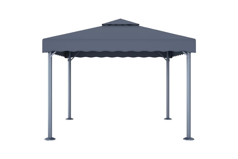Paviljong med strenglys 300x300 cm antrasitt aluminium - Antrasittgrå - Hagemøbler - Solbeskyttelse - Paviljonger - Komplett paviljong