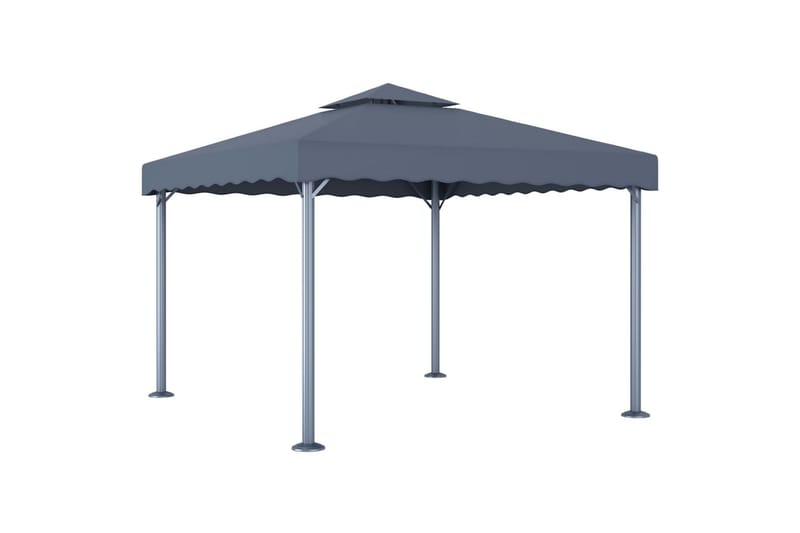 Paviljong med strenglys 300x300 cm antrasitt aluminium - Antrasittgrå - Hagemøbler - Solbeskyttelse - Paviljonger - Komplett paviljong