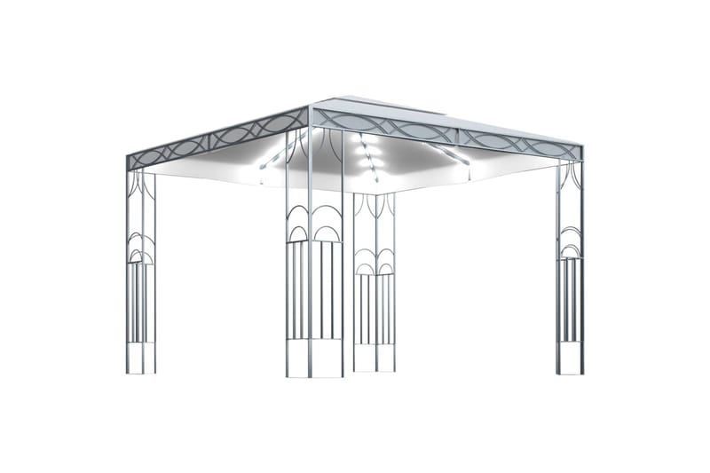 Paviljong med strenglys 300x300 cm krem - Krem - Hagemøbler - Solbeskyttelse - Paviljonger - Komplett paviljong
