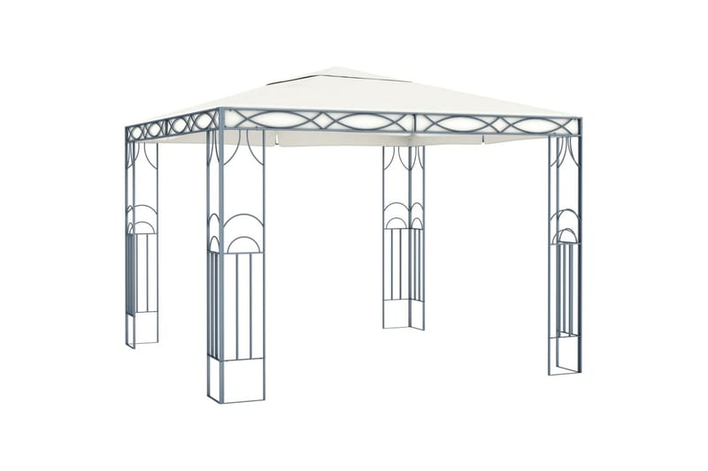 Paviljong med strenglys 300x300 cm krem - Krem - Komplett paviljong