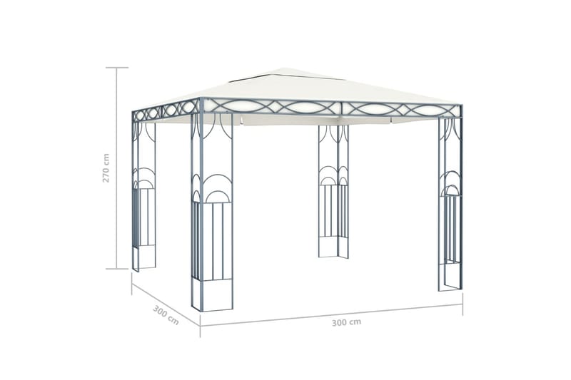 Paviljong med strenglys 300x300 cm krem - Krem - Hagemøbler - Solbeskyttelse - Paviljonger - Komplett paviljong