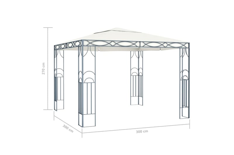Paviljong med strenglys 300x300 cm krem - Krem - Komplett paviljong