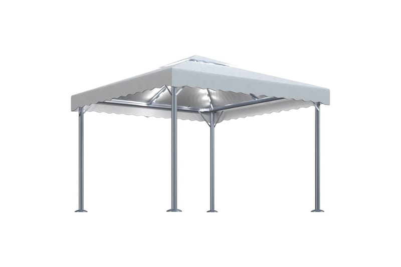 Paviljong med strenglys 300x300 cm kremhvit aluminium - Krem - Hagemøbler - Solbeskyttelse - Paviljonger - Komplett paviljong