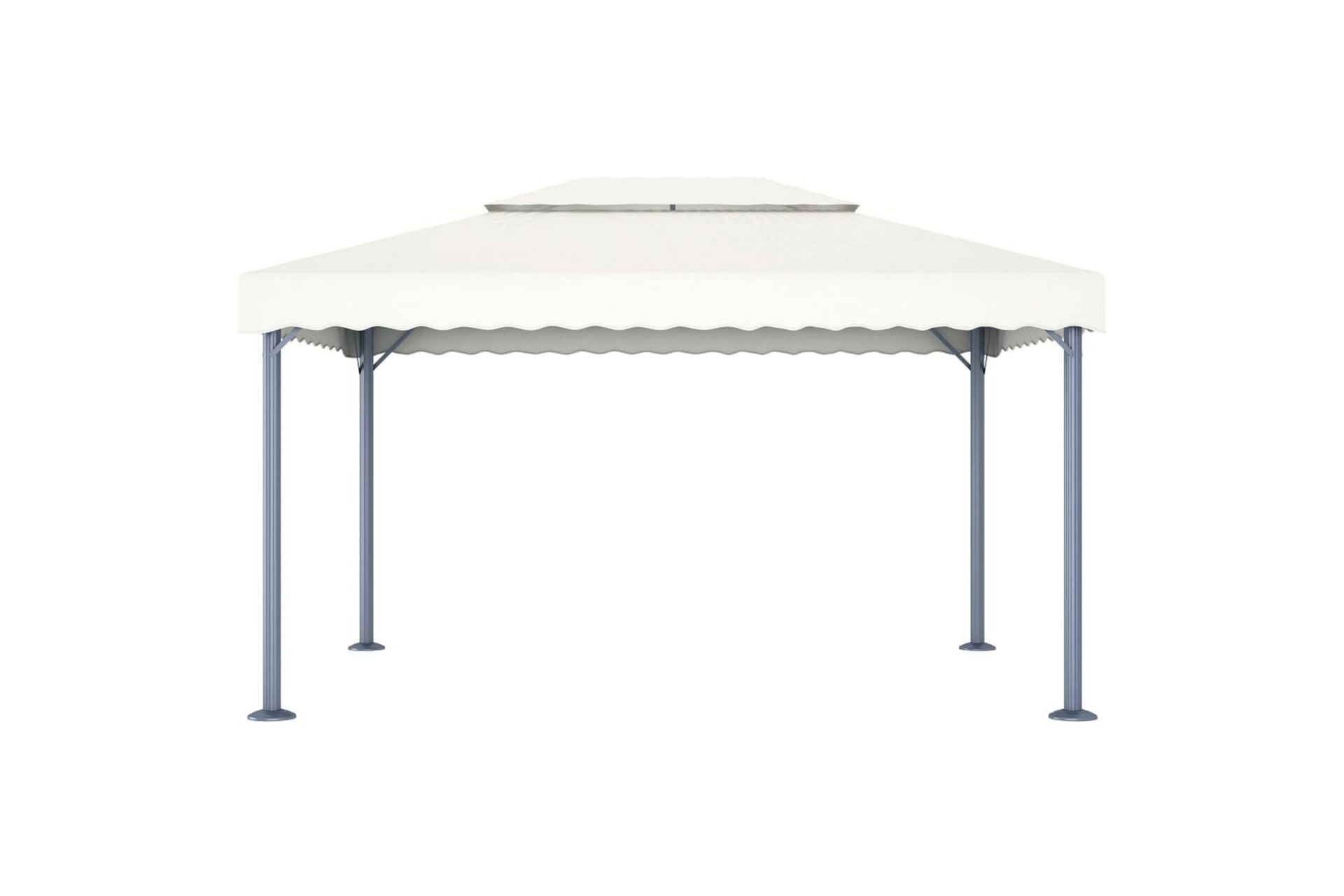 Paviljong med strenglys 400x300 cm krem aluminium - Krem - Hagemøbler - Solbeskyttelse - Paviljonger - Komplett paviljong