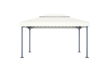 Paviljong med strenglys 400x300 cm krem aluminium - Krem - Hagemøbler - Solbeskyttelse - Paviljonger - Komplett paviljong