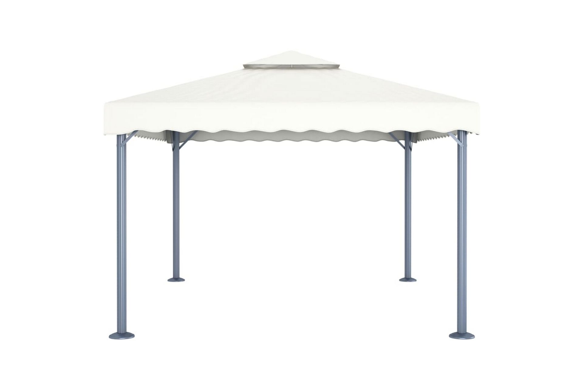 Paviljong med strenglys 400x300 cm krem aluminium - Krem - Hagemøbler - Solbeskyttelse - Paviljonger - Komplett paviljong