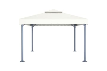 Paviljong med strenglys 400x300 cm krem aluminium - Krem - Hagemøbler - Solbeskyttelse - Paviljonger - Komplett paviljong