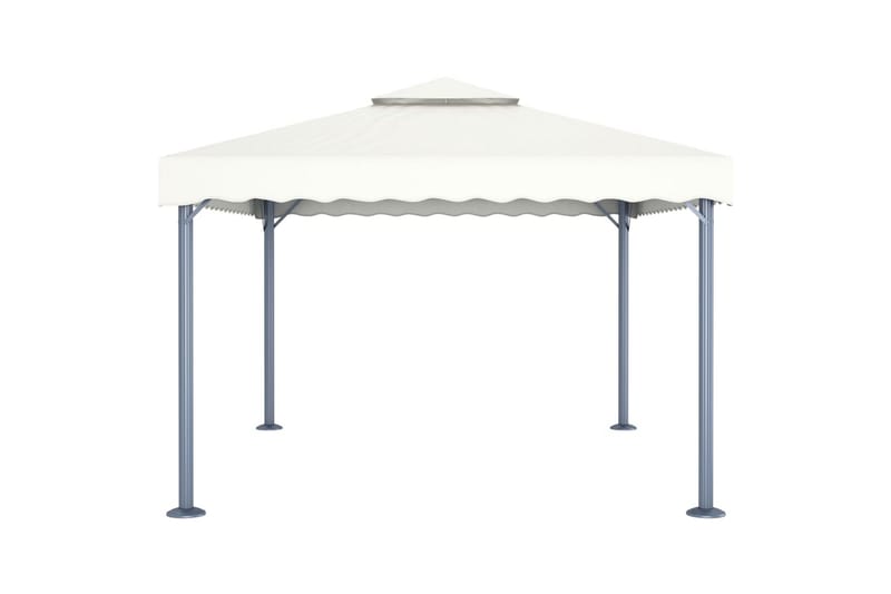 Paviljong med strenglys 400x300 cm krem aluminium - Krem - Hagemøbler - Solbeskyttelse - Paviljonger - Komplett paviljong