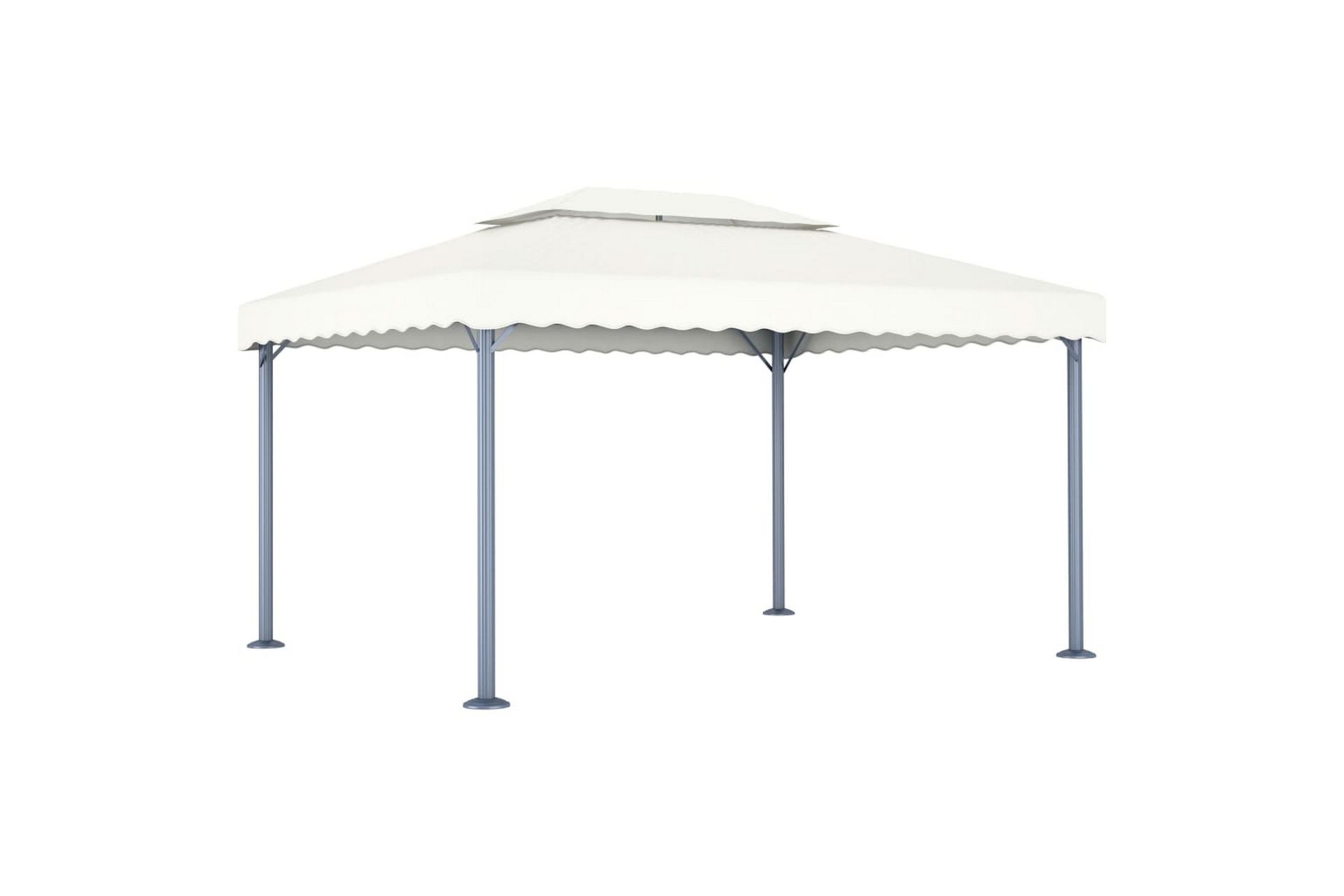 Paviljong med strenglys 400x300 cm krem aluminium - Krem - Hagemøbler - Solbeskyttelse - Paviljonger - Komplett paviljong
