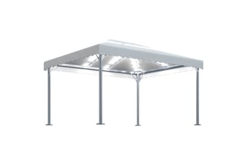 Paviljong med strenglys 400x300 cm krem aluminium - Krem - Hagemøbler - Solbeskyttelse - Paviljonger - Komplett paviljong