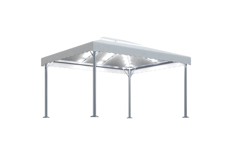 Paviljong med strenglys 400x300 cm krem aluminium - Krem - Hagemøbler - Solbeskyttelse - Paviljonger - Komplett paviljong