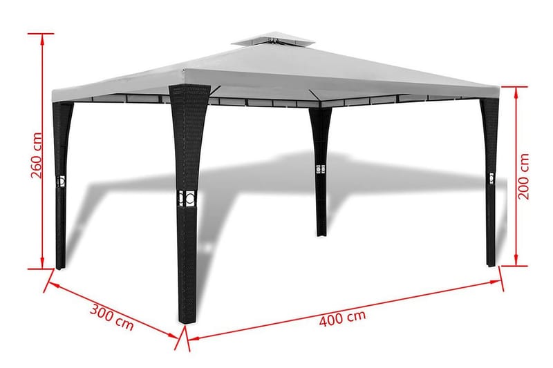 Paviljong med tak 3x4 m kremhvit - Hagemøbler - Solbeskyttelse - Paviljonger - Komplett paviljong