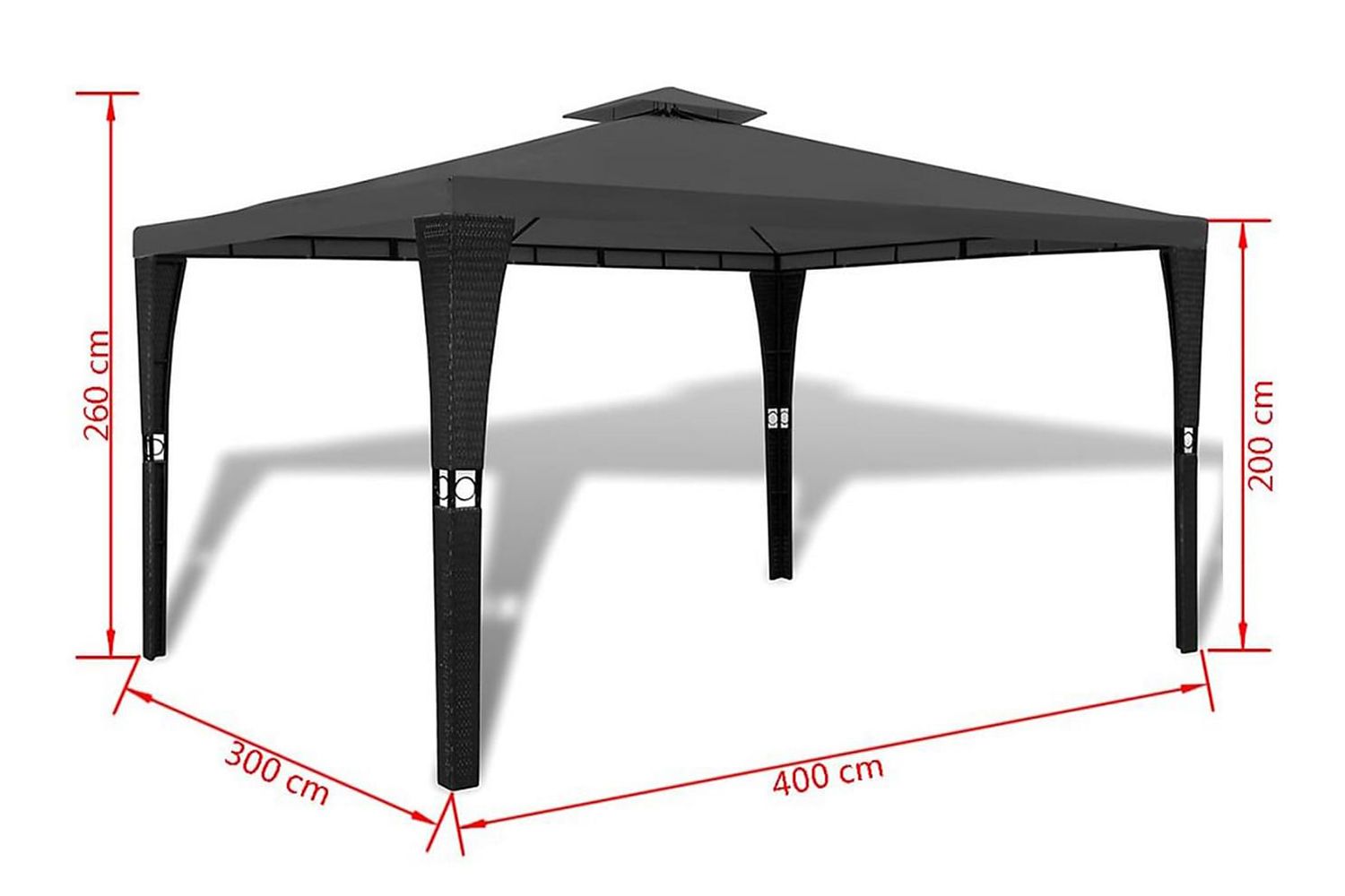 Paviljong med tak 3x4 m mørkegrå - Hagemøbler - Solbeskyttelse - Paviljonger - Komplett paviljong