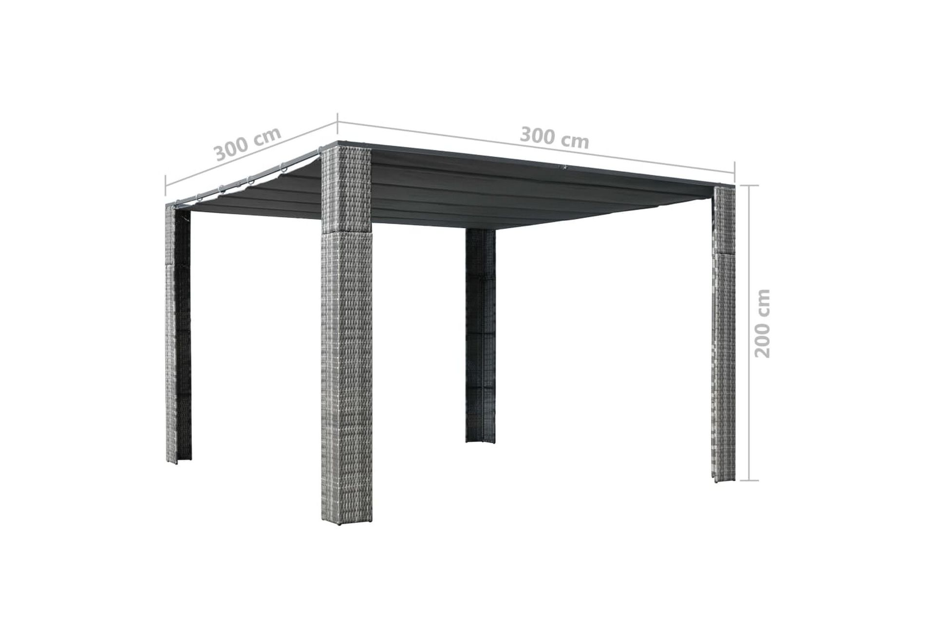 Paviljong med tak polyrotting 300x300x200cm grå og antrasitt - Hagemøbler - Solbeskyttelse - Paviljonger - Komplett paviljong