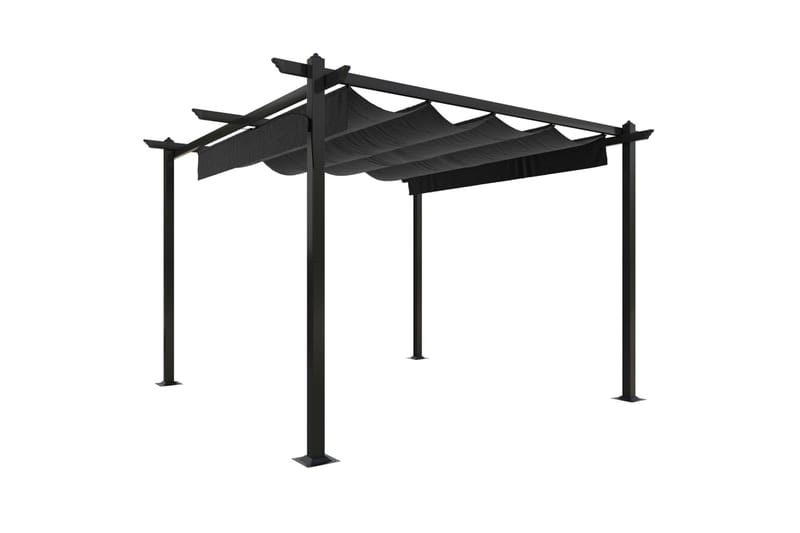 Paviljong med uttrekkbart tak 3x3 m antrasitt - Antrasittgrå - Hagemøbler - Solbeskyttelse - Paviljonger - Komplett paviljong
