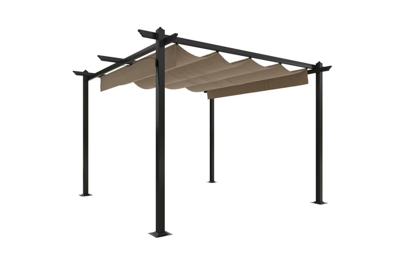 Paviljong med uttrekkbart tak 3x3 m gråbrun - Taupe - Hagemøbler - Solbeskyttelse - Paviljonger - Komplett paviljong