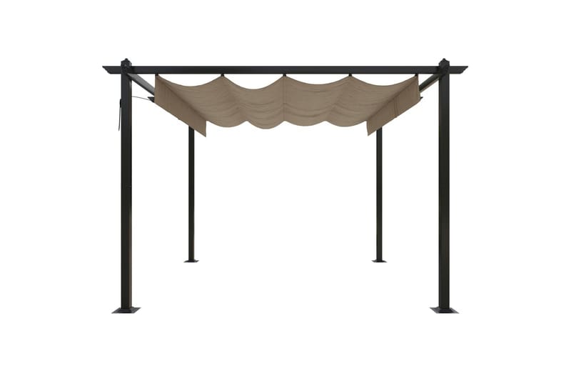 Paviljong med uttrekkbart tak 3x3 m gråbrun - Taupe - Hagemøbler - Solbeskyttelse - Paviljonger - Komplett paviljong