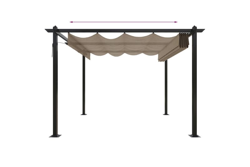 Paviljong med uttrekkbart tak 3x3 m gråbrun - Taupe - Hagemøbler - Solbeskyttelse - Paviljonger - Komplett paviljong