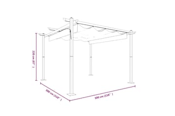 Paviljong med uttrekkbart tak 3x3 m kremhvit - Krem - Hagemøbler - Solbeskyttelse - Paviljonger - Komplett paviljong