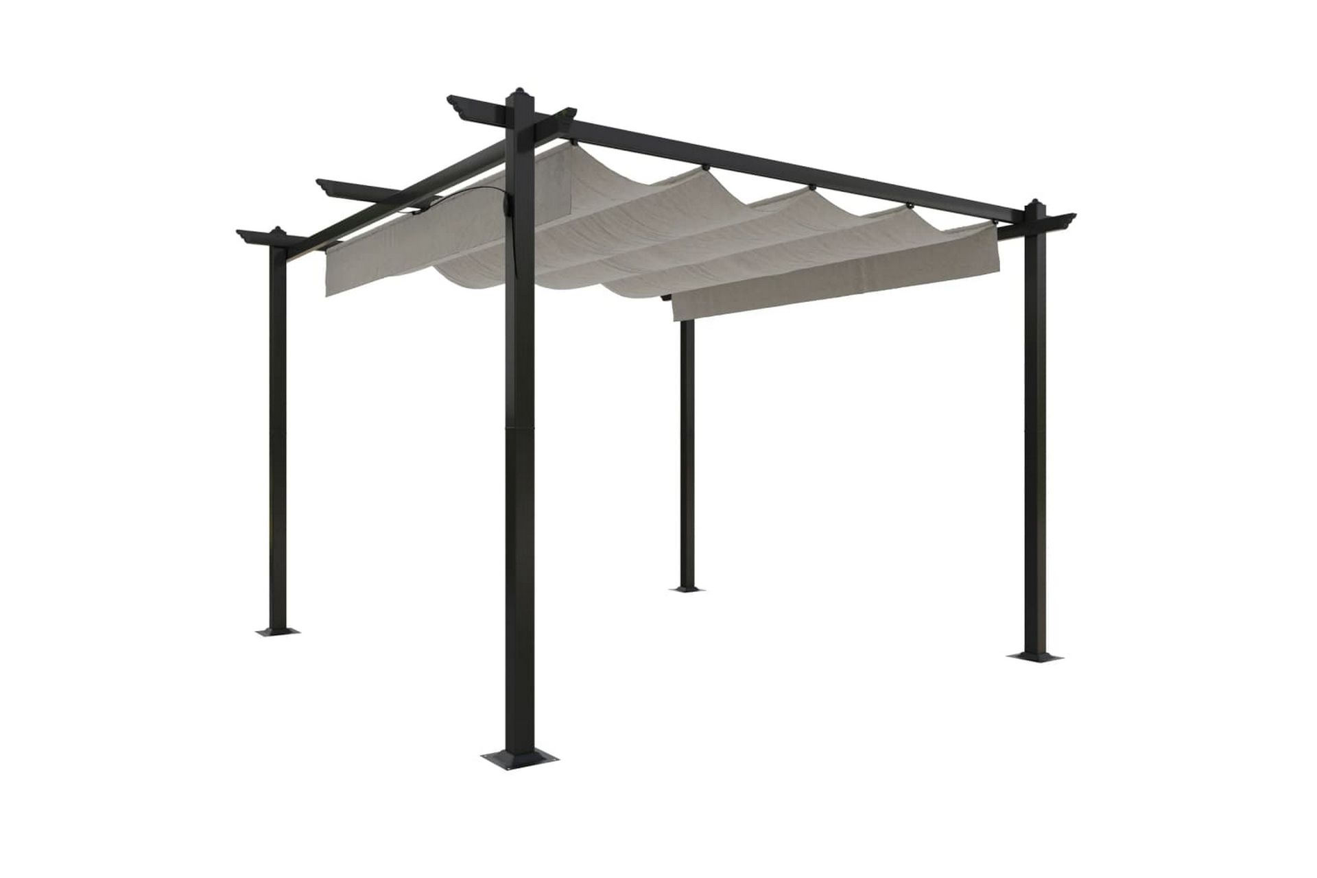 Paviljong med uttrekkbart tak 3x3 m kremhvit - Krem - Hagemøbler - Solbeskyttelse - Paviljonger - Komplett paviljong