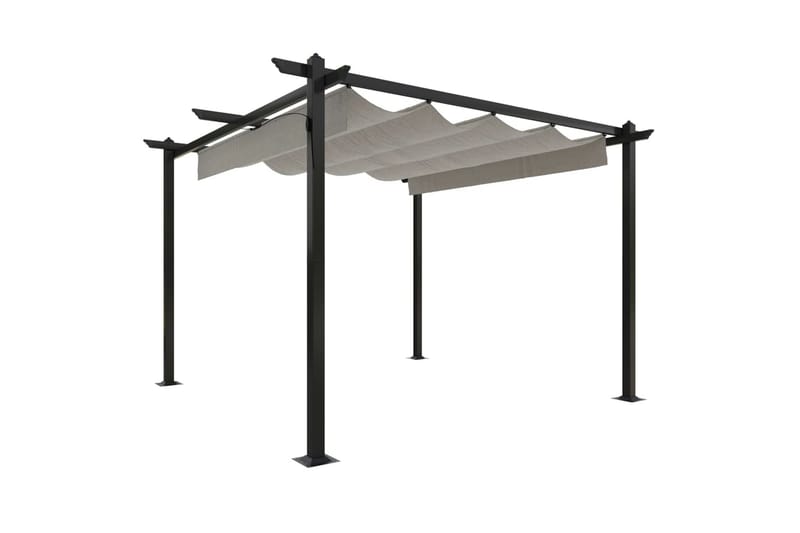 Paviljong med uttrekkbart tak 3x3 m kremhvit - Krem - Hagemøbler - Solbeskyttelse - Paviljonger - Komplett paviljong