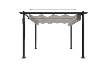 Paviljong med uttrekkbart tak 3x3 m kremhvit - Krem - Hagemøbler - Solbeskyttelse - Paviljonger - Komplett paviljong