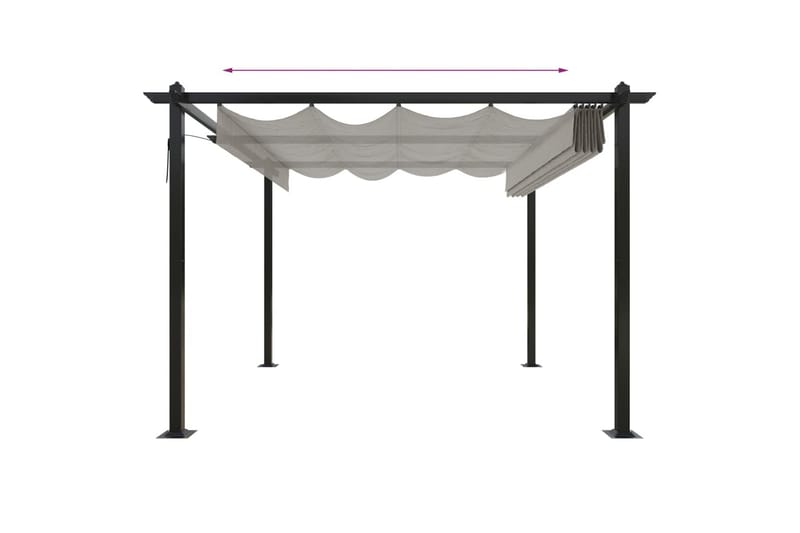 Paviljong med uttrekkbart tak 3x3 m kremhvit - Krem - Hagemøbler - Solbeskyttelse - Paviljonger - Komplett paviljong