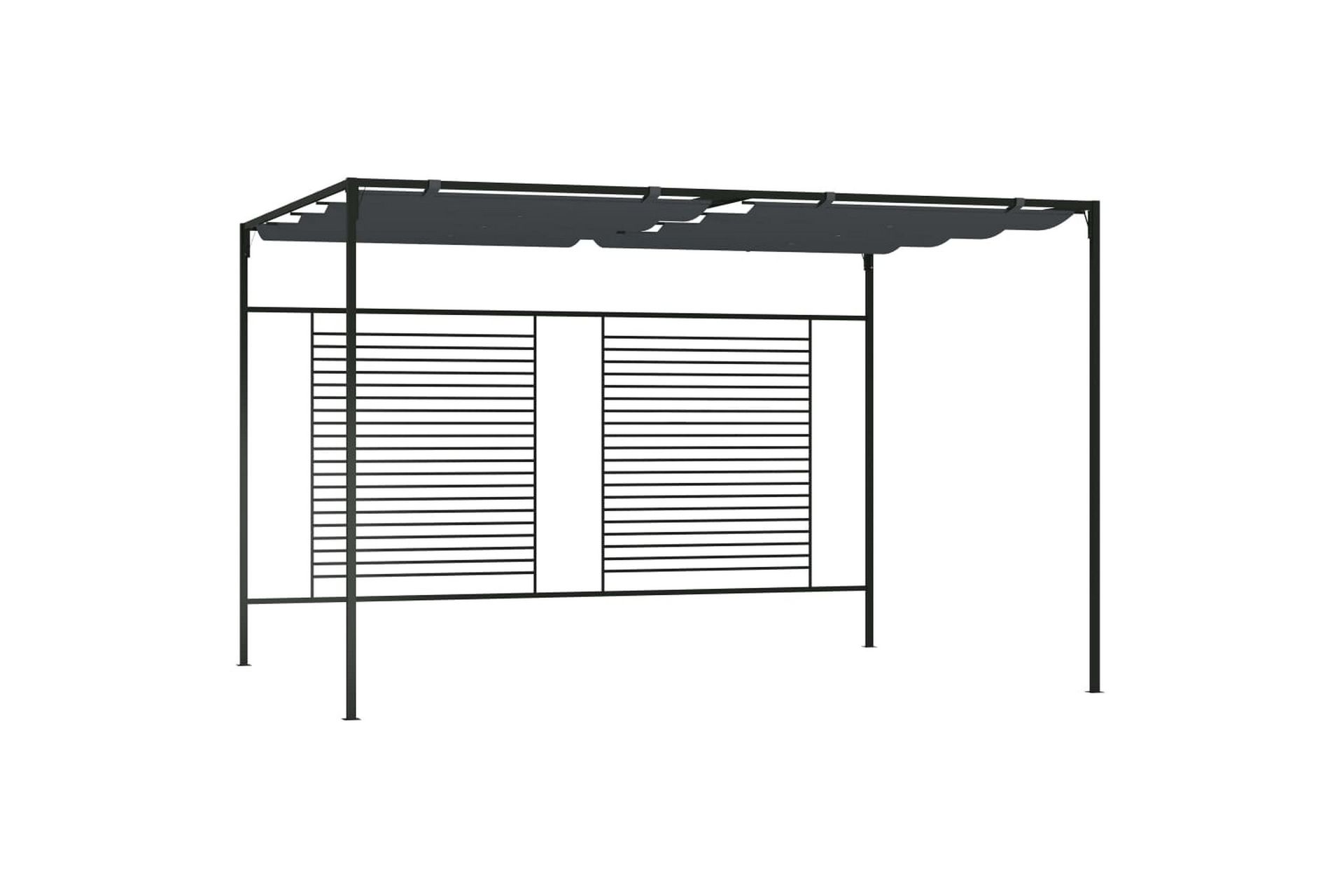 Paviljong med uttrekkbart tak 4x3x2,3 m antrasitt 180 g/m² - Antrasittgrå - Hagemøbler - Solbeskyttelse - Paviljonger - Komplett paviljong
