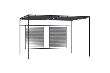 Paviljong med uttrekkbart tak 4x3x2,3 m antrasitt 180 g/m² - Antrasittgrå - Hagemøbler - Solbeskyttelse - Paviljonger - Komplett paviljong