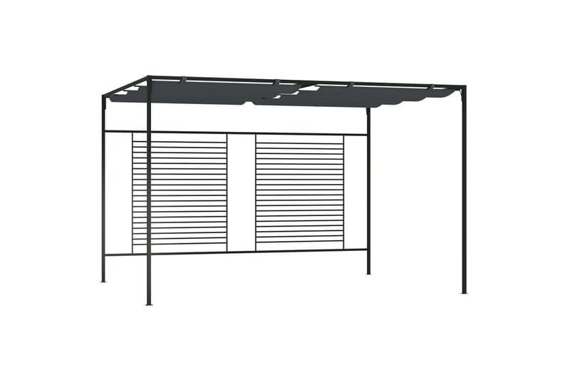 Paviljong med uttrekkbart tak 4x3x2,3 m antrasitt 180 g/m² - Antrasittgrå - Hagemøbler - Solbeskyttelse - Paviljonger - Komplett paviljong