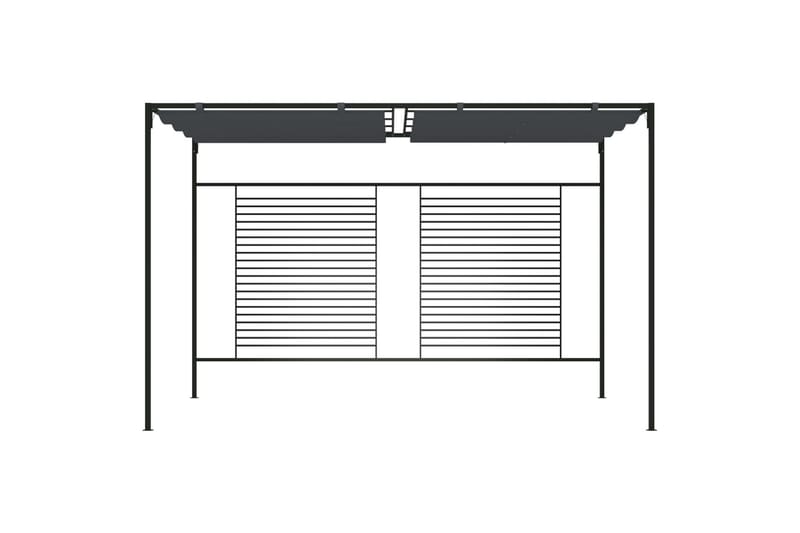 Paviljong med uttrekkbart tak 4x3x2,3 m antrasitt 180 g/m² - Antrasittgrå - Hagemøbler - Solbeskyttelse - Paviljonger - Komplett paviljong