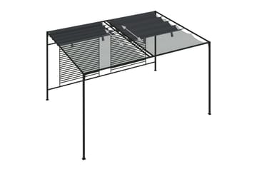 Paviljong med uttrekkbart tak 4x3x2,3 m antrasitt 180 g/m² - Antrasittgrå - Hagemøbler - Solbeskyttelse - Paviljonger - Komplett paviljong