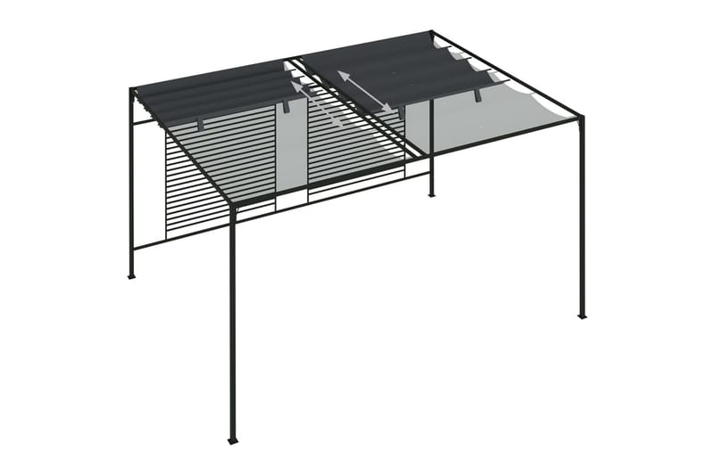 Paviljong med uttrekkbart tak 4x3x2,3 m antrasitt 180 g/m² - Antrasittgrå - Hagemøbler - Solbeskyttelse - Paviljonger - Komplett paviljong
