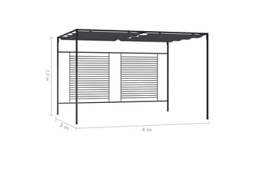 Paviljong med uttrekkbart tak 4x3x2,3 m antrasitt 180 g/m² - Antrasittgrå - Hagemøbler - Solbeskyttelse - Paviljonger - Komplett paviljong