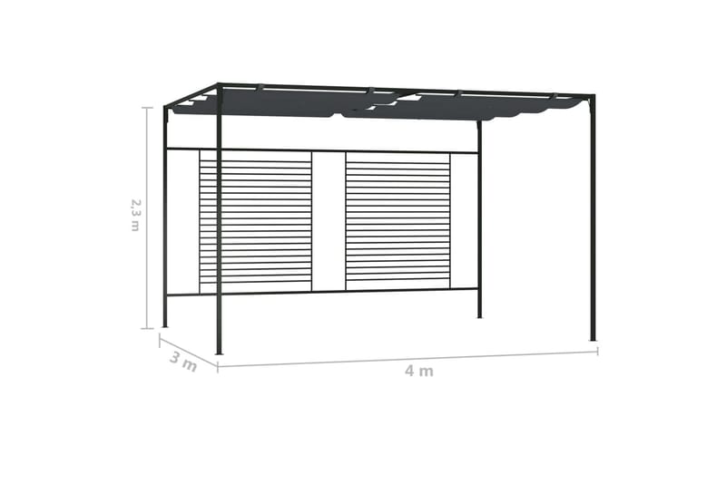 Paviljong med uttrekkbart tak 4x3x2,3 m antrasitt 180 g/m² - Antrasittgrå - Hagemøbler - Solbeskyttelse - Paviljonger - Komplett paviljong