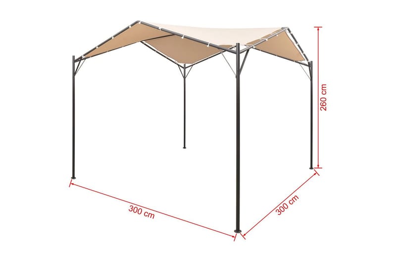 Paviljongtelt 4x4 m stål beige - Komplett paviljong