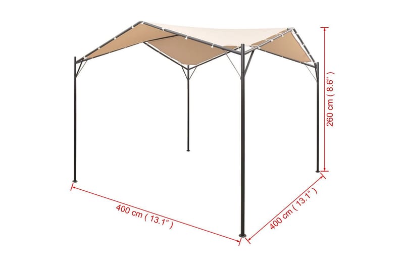 Paviljongtelt 4x4 m stål beige - Hagemøbler - Solbeskyttelse - Paviljonger - Komplett paviljong