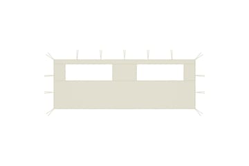 Sidevegg til paviljong med vinduer 6x2 m kremhvit - Krem - Hagemøbler - Solbeskyttelse - Paviljonger - Komplett paviljong