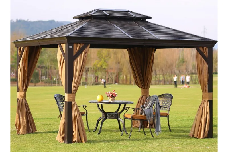 Sunsetia Paviljong 300x400x270 cm - Brun/Beige - Hagemøbler - Solbeskyttelse - Paviljonger - Komplett paviljong