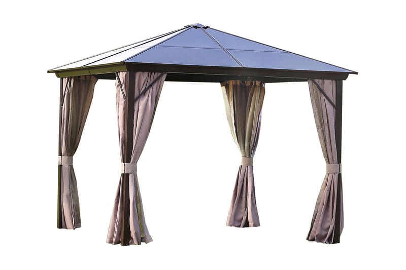 Sunsetia Paviljong 300x300x267 cm Polykarbonattak - Brun/Beige - Hagemøbler - Solbeskyttelse - Paviljonger - Komplett paviljong