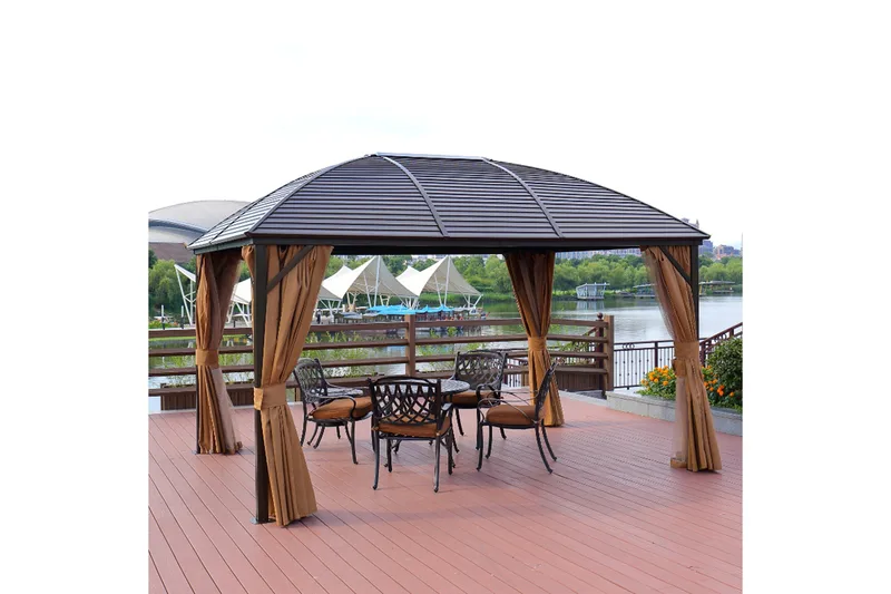 Sunsetia Paviljong 400x300x194 cm - Beige - Hagemøbler - Solbeskyttelse - Paviljonger - Komplett paviljong