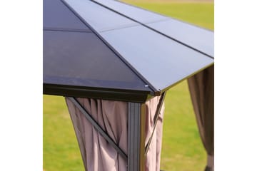 Sunsetia Paviljong 300x300x267 cm Polykarbonattak - Brun/Beige - Hagemøbler - Solbeskyttelse - Paviljonger - Komplett paviljong