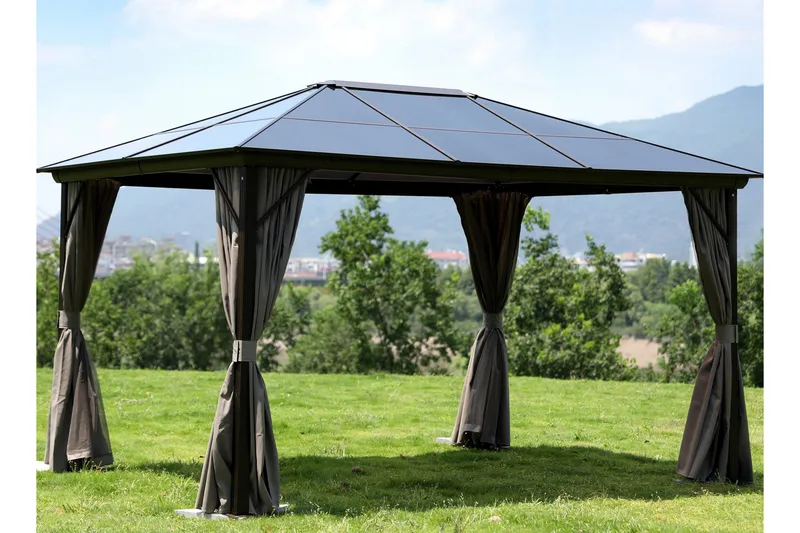 Sunsetia Paviljong 300x300x270 cm Polykarbonattak - Brun/Beige - Hagemøbler - Solbeskyttelse - Paviljonger - Komplett paviljong