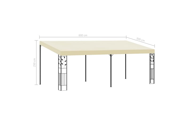 Veggmontert paviljong 6x3x2,5 m kremhvit - Komplett paviljong