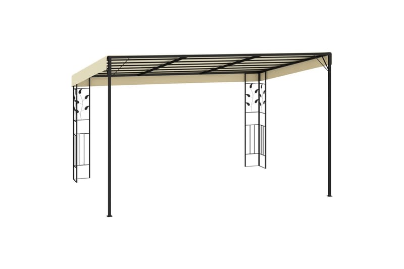 Veggmontert paviljong 4x3x2,5 m kremhvit - Hagemøbler - Solbeskyttelse - Paviljonger - Komplett paviljong