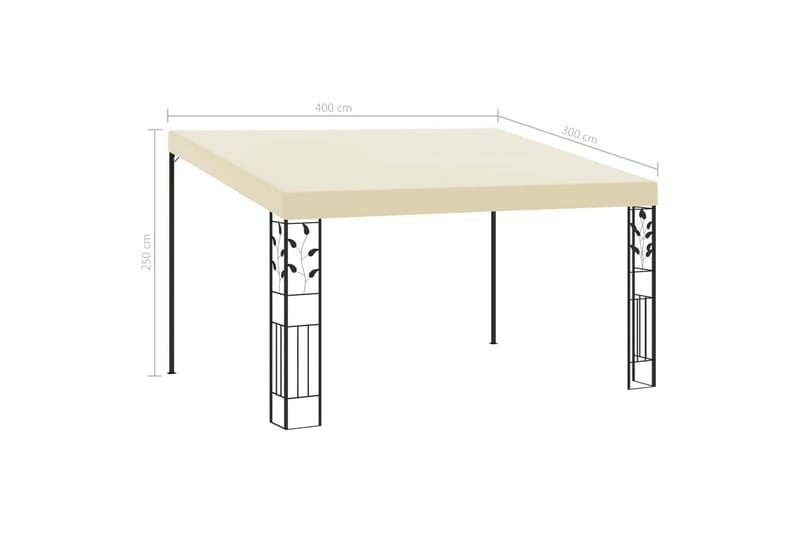 Veggmontert paviljong 4x3x2,5 m kremhvit - Hagemøbler - Solbeskyttelse - Paviljonger - Komplett paviljong